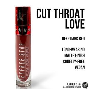 JEFFREE STAR VELOUR LIQUID LIPSTICK CUT THROAT LOVE RED FULL PIGMENT LIP COLOR